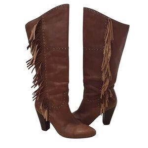 Nicole By Nicole Miller Ageless Fringed Leather Boots Size 9M